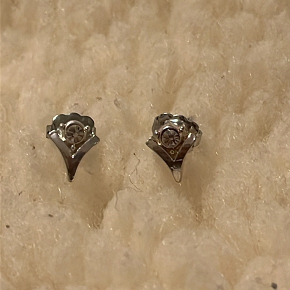 Silver Rhinestone Pierce Earrings - Picture 10 of 16